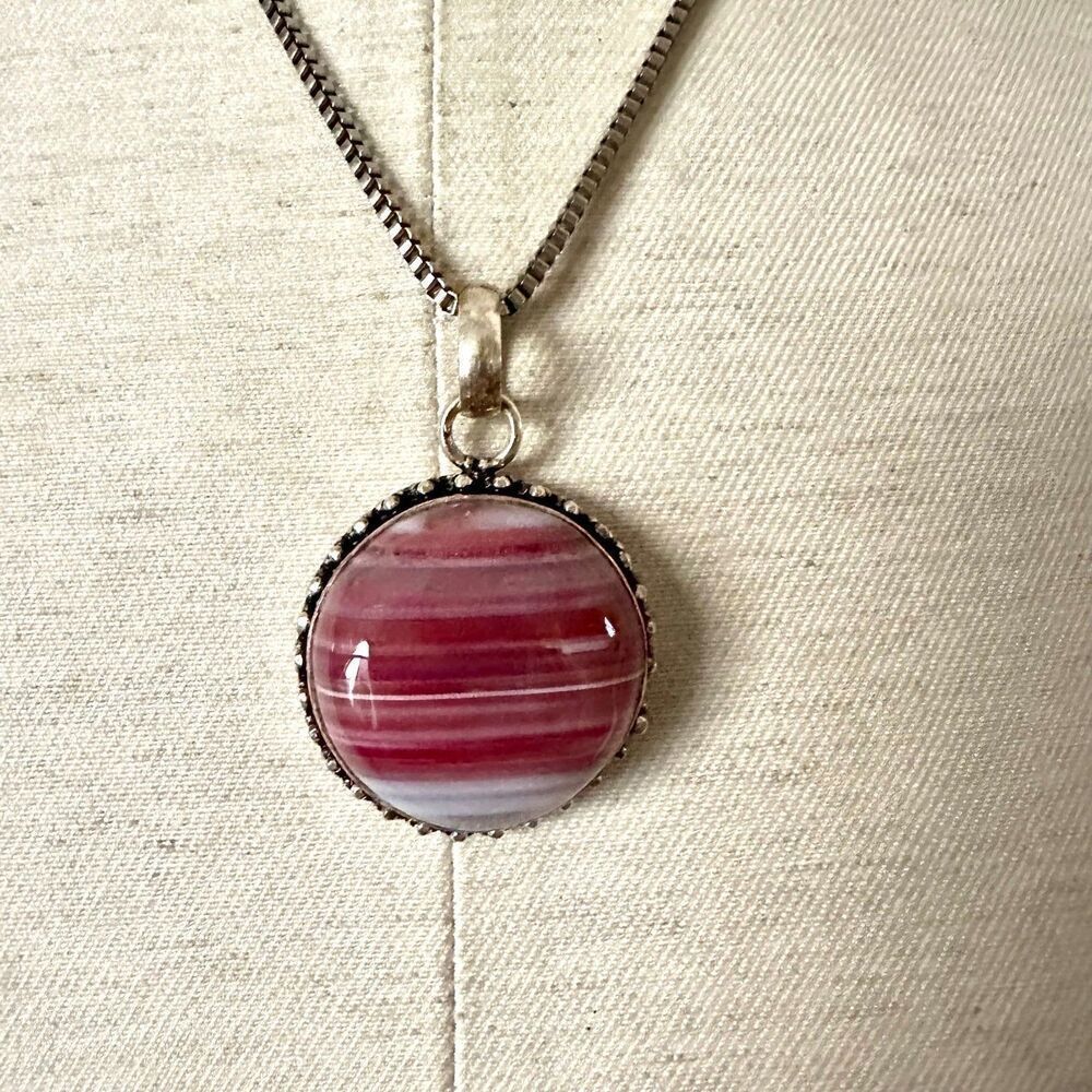 Sterling silver pink pendant Necklace